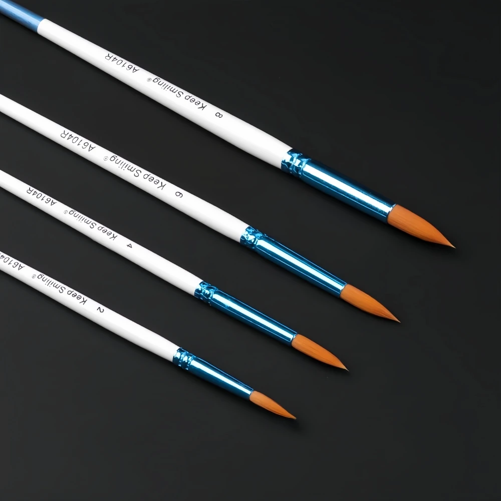 Keep Smiling 4pcs Nylon Hair Wood Handle Watercolor Acrylic Artist Face Paint Artist Brush for Painting