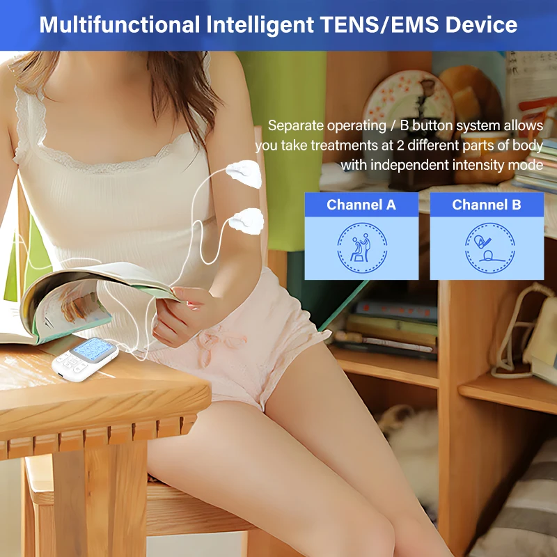 2025 new design 2 Channel 24modes digital tens unit Massager Electronic Pulse Massager Therapy Supplies Portable For Pain Relief