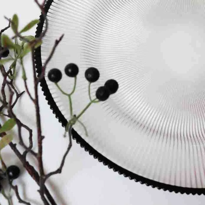 12.6 inches clear wedding black rim glass plates charger plates dinnerware set for wedding decoration