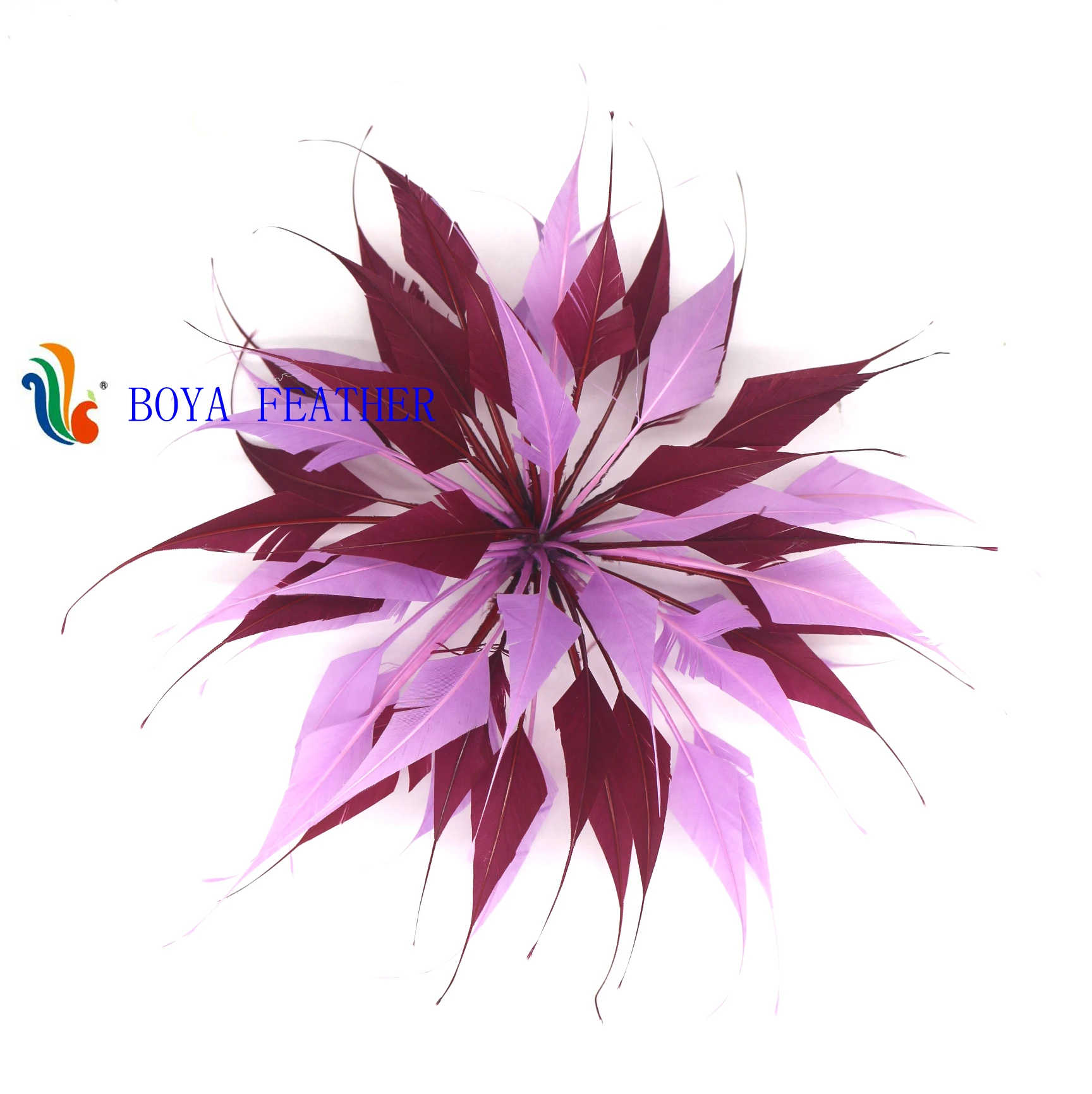 party decoration stripped goose feather flower mount with satin ribbon tape