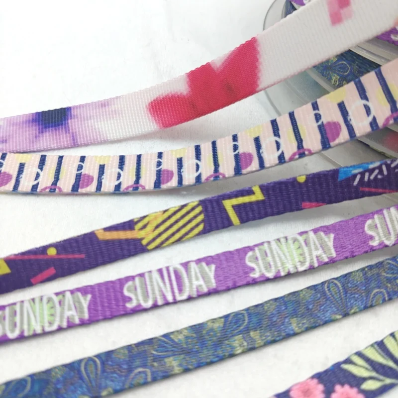Custom Pattern Logo Polyester Webbing 25mm Thermal Transfer Sublimation Printed Webbing Strap for Pet Dog Lanyard Keychain