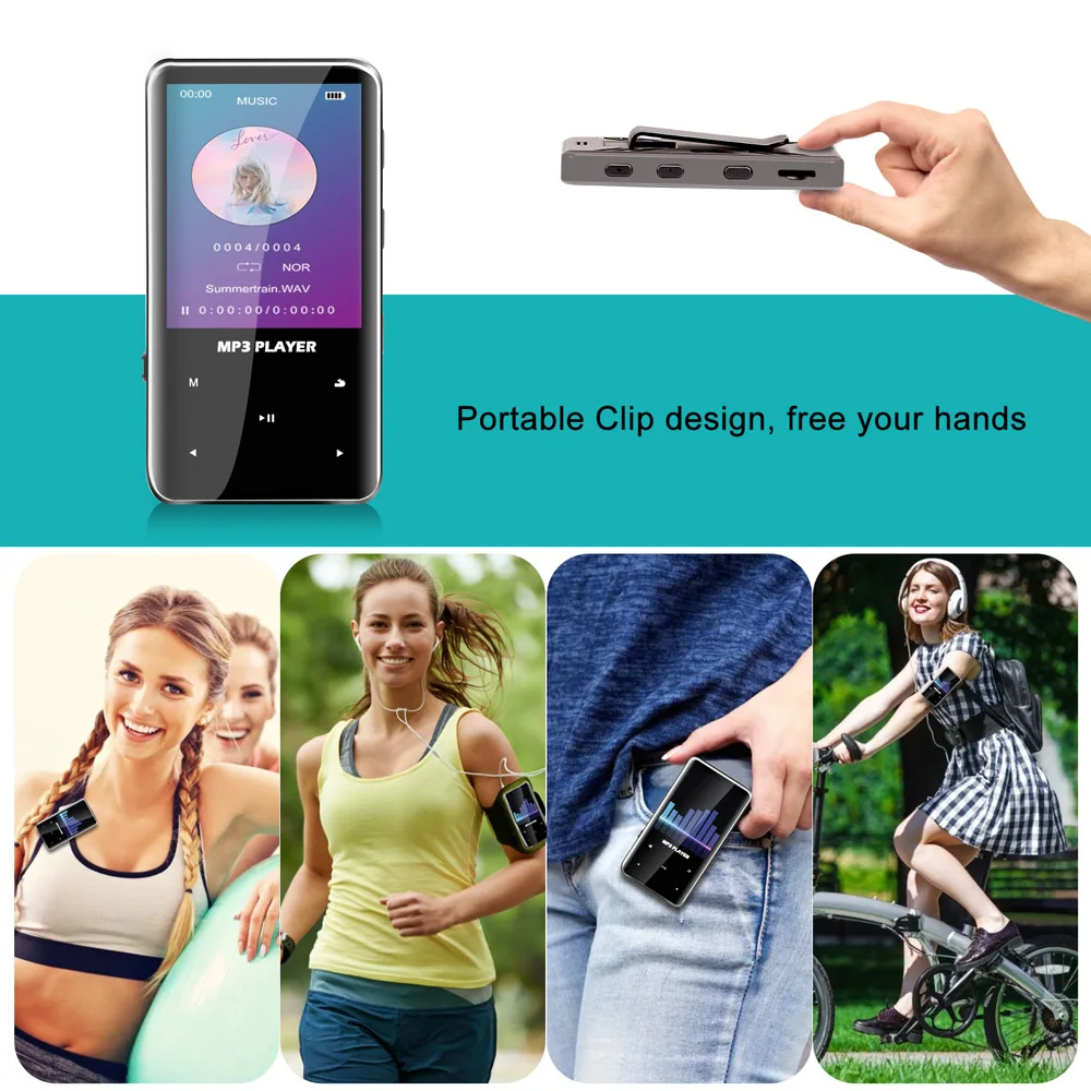 Aomago MB06 Wholesale Mini Clip Music Player 32GB USB MP3 Player for Students with TF Card Support and Built-in Speaker