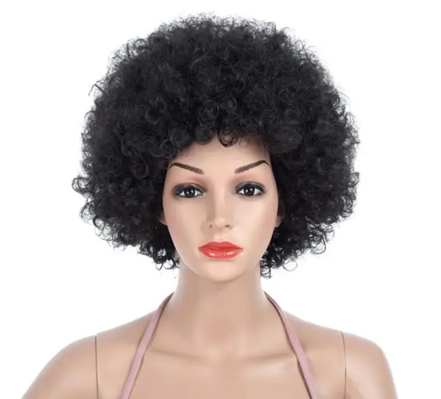 Hot Sale Afro Kinky Wigs 10 Inch Synthetic High Temperature Fluffy Wigs for Black Women
