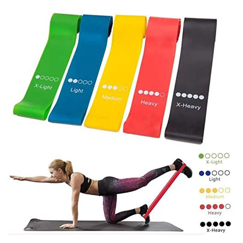 Hot Sale 5 pcs Different Level Custom Printed Resistance Bands Set With Bag