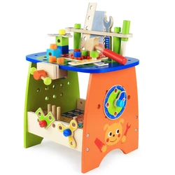 BunnyHi YZ002 Wooden Tool Workbench Toy Play Creative Building Set Wooden Tool Kit Wooden Construction Toy for Kids Toddlers