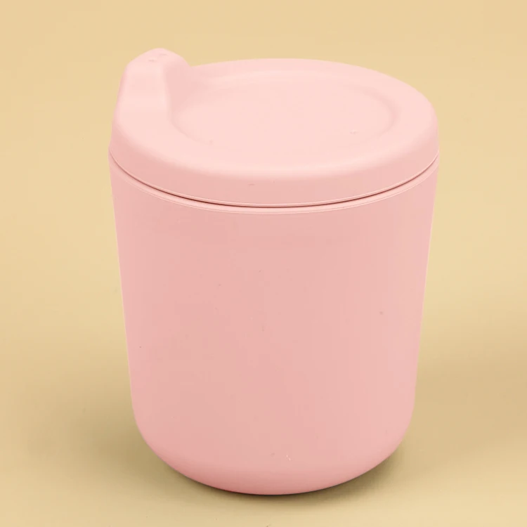 Custom brand logo packaging silicone baby sippy cup with lid waterproof 12 colors for choice