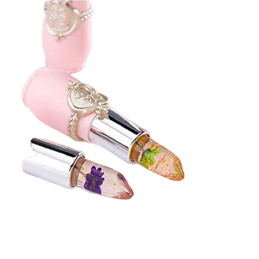 Pack of 6 Crystal Flower Jelly Lipstick,  Nutritious Lips Moisturizer Magic Temperature Color Change Lip Gloss (Pink)