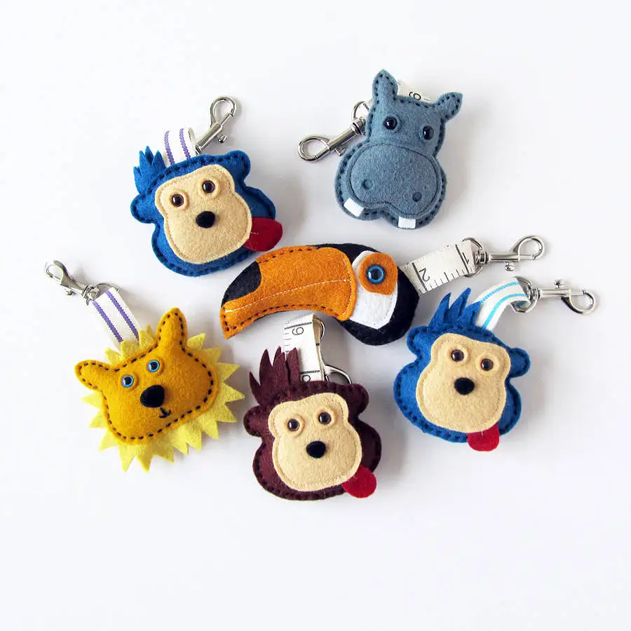 handmade animal Key chain soft felt key chain decoration custom shape felt keychain car key ring for gift