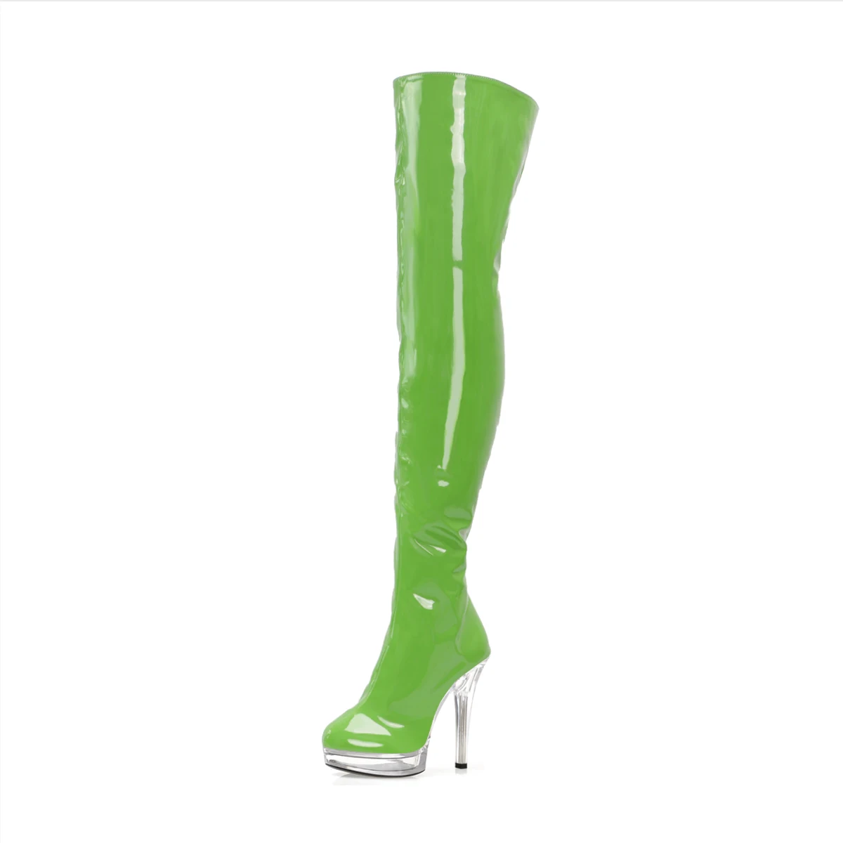 Platform Pole Dance Over The Knee Boots 13cm Green Exotic Dancer Sexy Fetish 5Inch Fashion Stripper High Heel Nightclub Big Size
