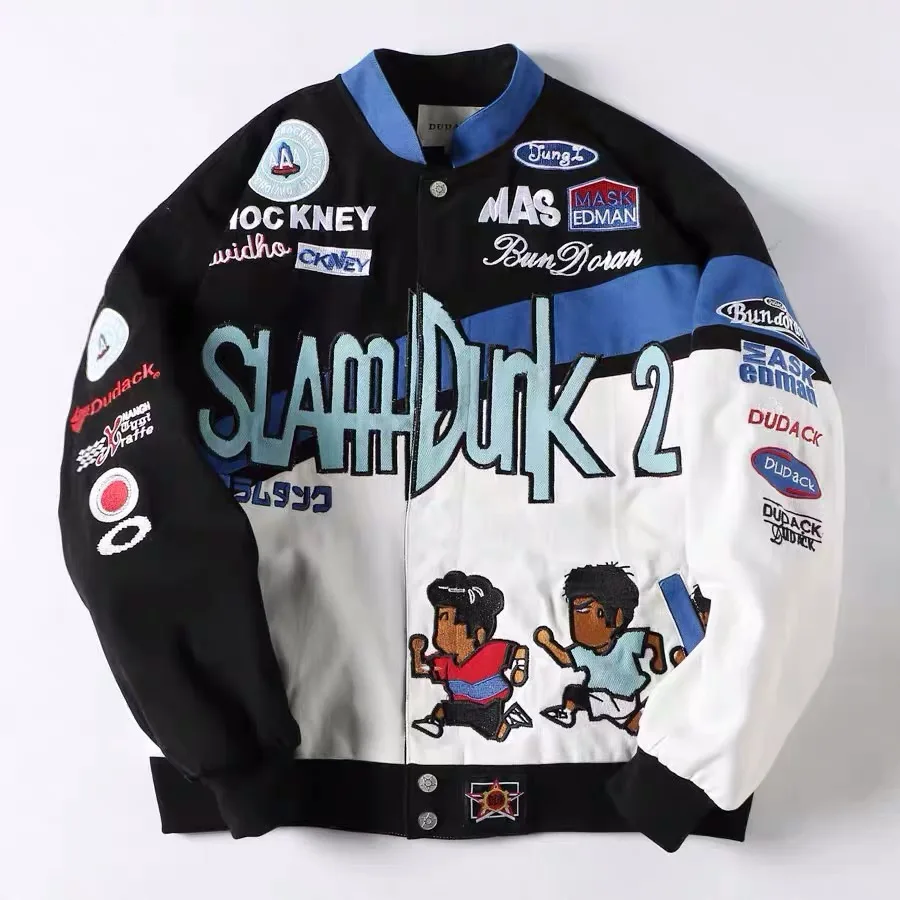 Custom logo pure cotton plus size embroidery patch letterman varsity racing  jackets men
