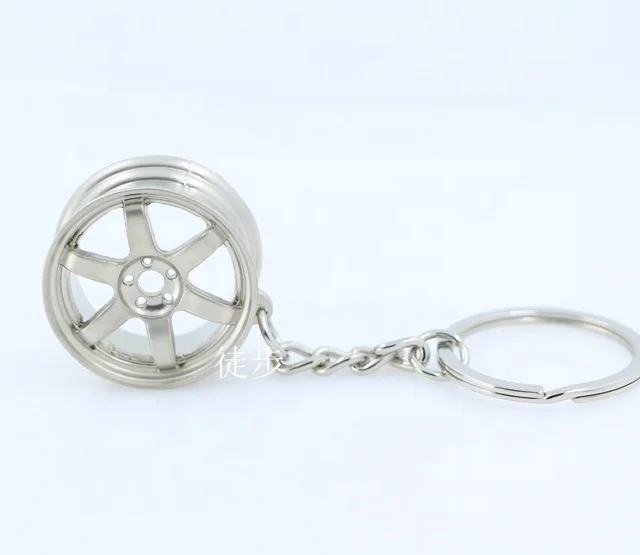 Turbo Wheel Rim TE37 6 Stars Hubs Model Keychain Accessories Auto Refitting Part Car Keyring Key Chain Ring Keyfob Holder