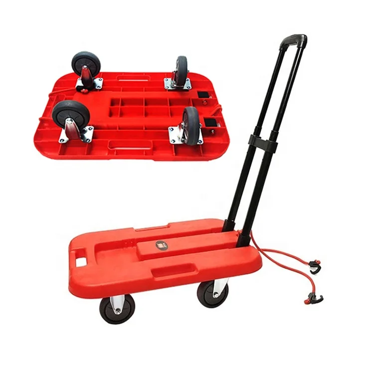 Folding Plastic Hand Truck Luggage Cart Portable Furniture Dolly with Interlocking System