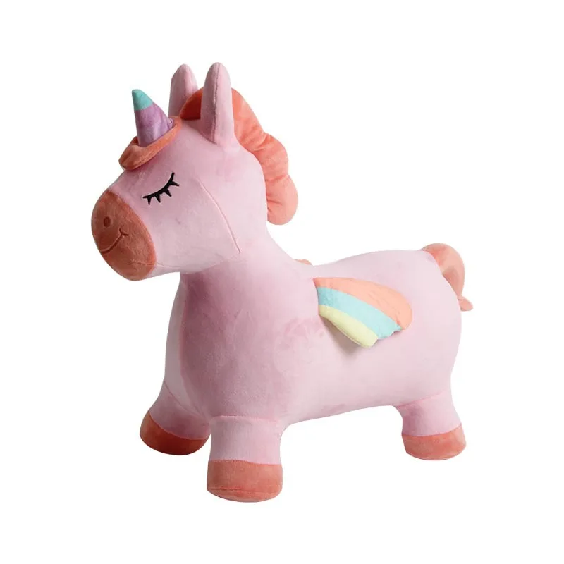 
Jumping horse with clothes kids outdoor indoor toy plush jumping horse 