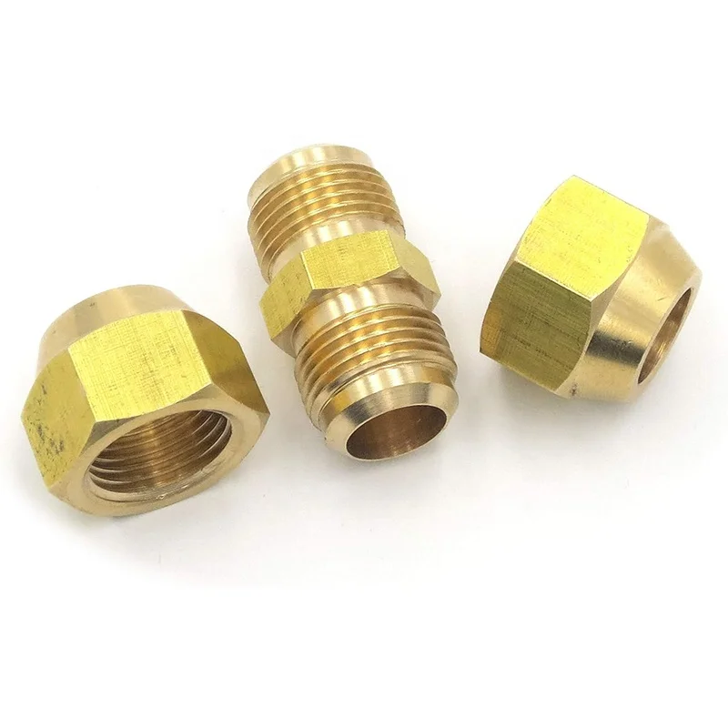 Brass Nipple Nut Compression Union Brass Compression Tube Fitting  Connector Brass Pipe Fitting Air Conditioning Flare Nut