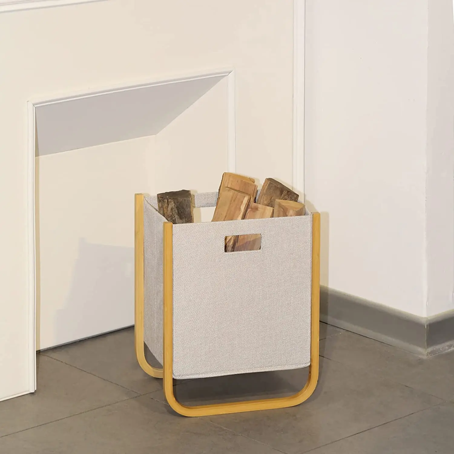 High Quantity Bamboo Hamper for Laundry Foldable Collapsible Laundry Basket with Bamboo Frame For Bathroom