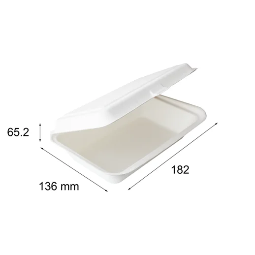 Eco-friendly Biodegradable Sugarcane Bagasse Pulp Molding Disposable Food Take Away Box To Go Lunch Box With Lid