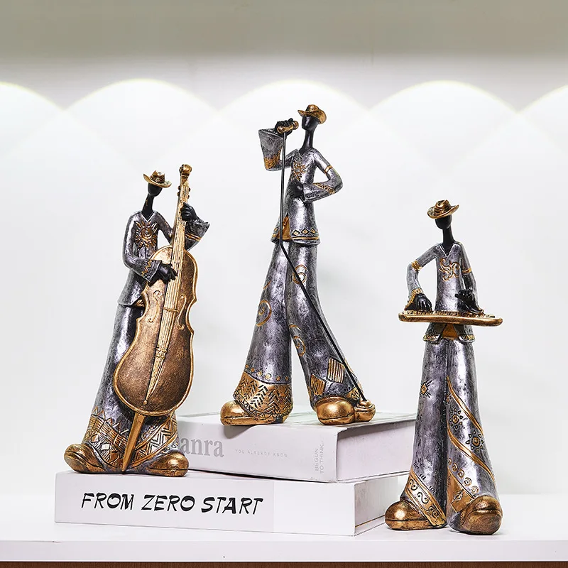 Creative Retro Band Group Music Figures Decoration Ornaments For Living Room Luxury Musical Resin Crafts