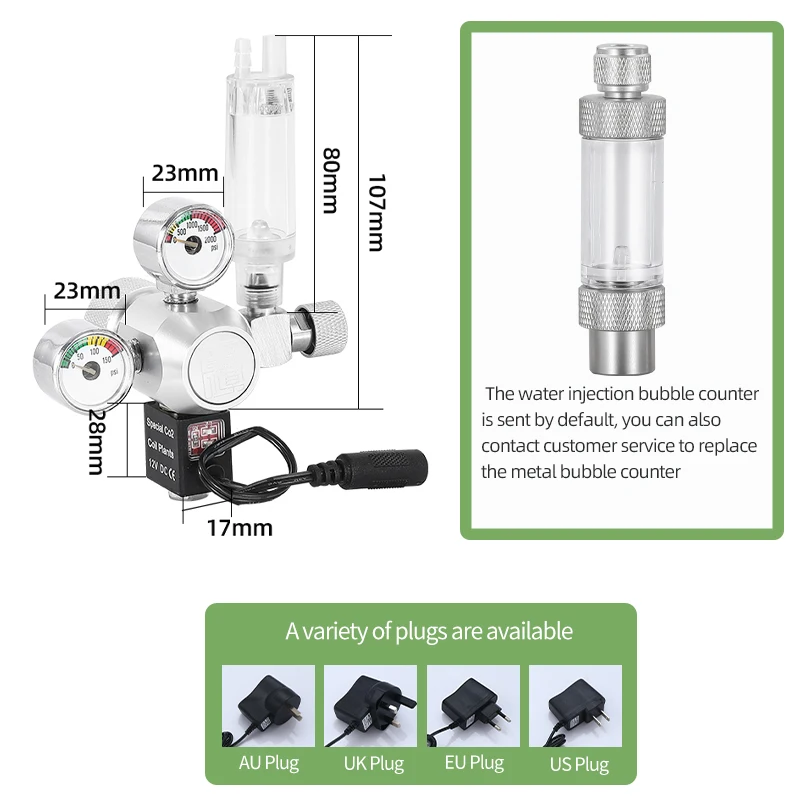 WYIN W21.8 G5/8 CGA320 M22 R104X электромагнитный Двойной метр Diy Аквариум co2 давление баллона газовые регуляторы
