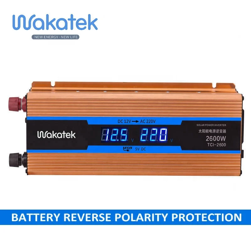 Автомобильный инвертор WAKATEK модифицированный синусоидальный сигнал 12 В Инвертор солнечной энергии 700