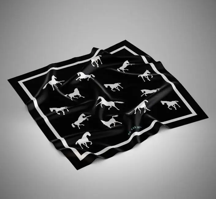 Custom Print on Designer 100% Silk square large Scarves Printing Service horse silk scarf