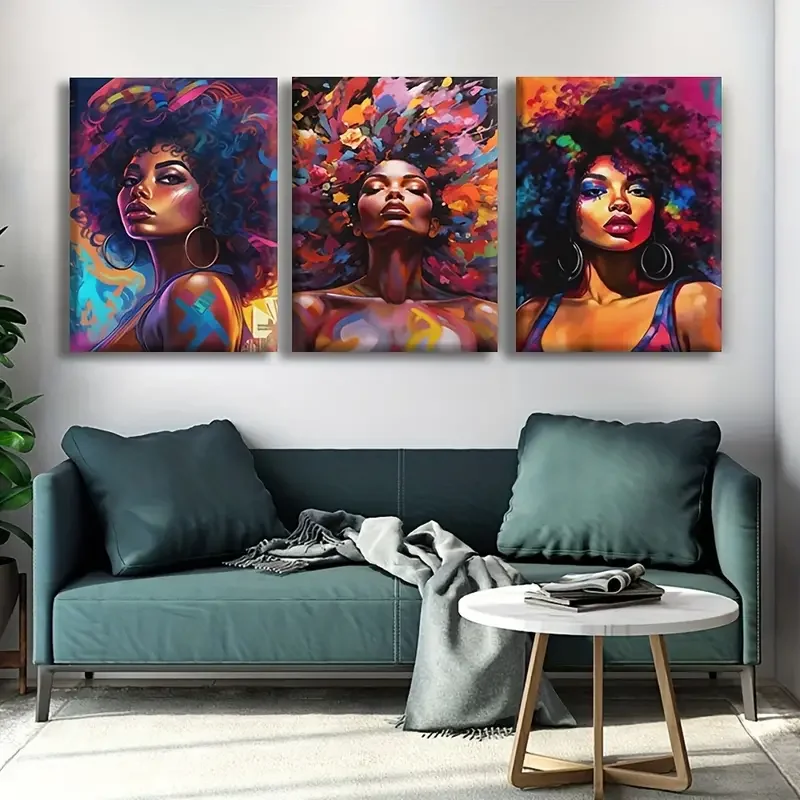 Canvas Poster African Canvas Wall Art Elegant Black Woman Minimalist Wall Decor Graffiti Art Poster For Bedroom Living Room