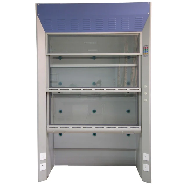 Factory Cheap Price High Quality Voltage Customized Steel Fume Cupboards Walking Fume Hoods With Black Epoxy Resin Worktop