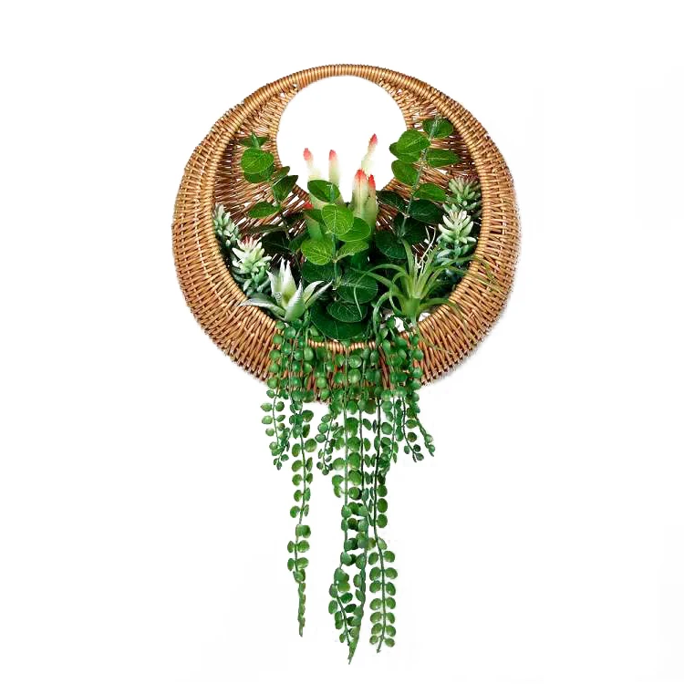 
Wholesale home decoration natural wicker wall hanging planter basket hanging flower basket 