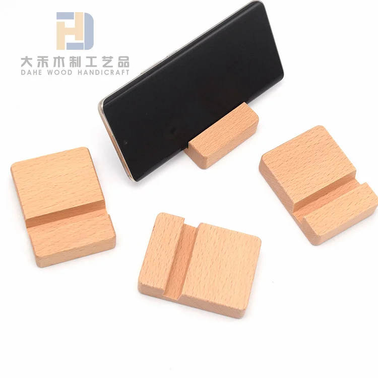 High Quality Polished Wooden Phone Stand Holder Custom Smooth Beech Wood Tablet Stands for Daily Use Table Decor