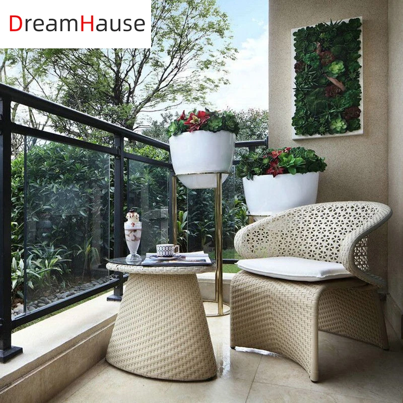 Dreamhause Outdoor Courtyard Villa Hotel Rattan Sofa Chair Swimming Pool Garden Rattan Sofa Set Furniture With Aluminum Frame
