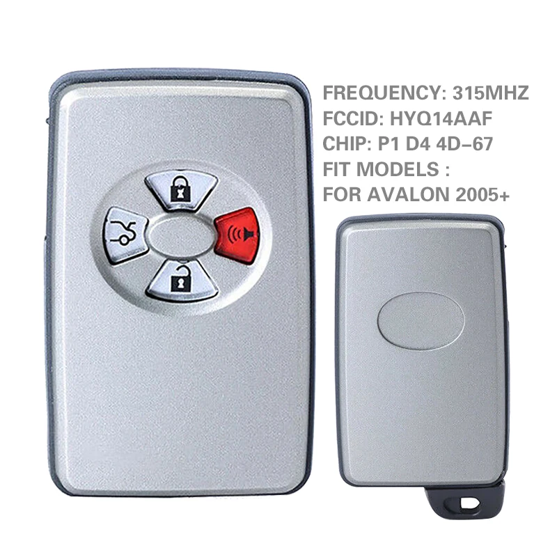 315MHz T-oyota Avalon 2005+ Smart Key With FCC ID HYQ14AAFP1 D4 4D-67 ChipCN007219 4 Button Light Gray 89904-07030 Keyless go