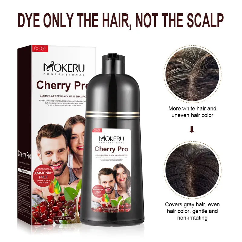 MOKERU Wholesale 500ml Easily Use And Permanent Natural Plant Extract Hair Color Shampoo Coverage Gray Hair