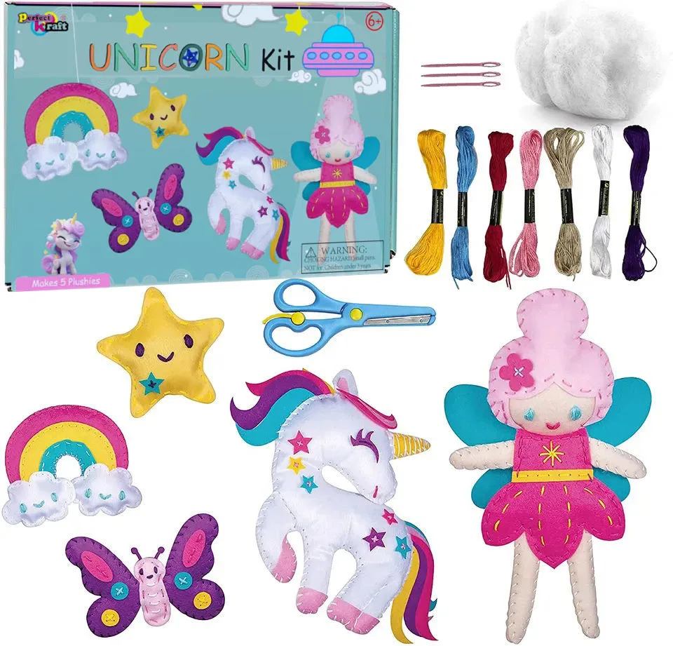 Perfect Kraft Fairy Unicorn Activity Animals Craft Sewing Kit for Children Diy Unicorn Plushies Craft Kit