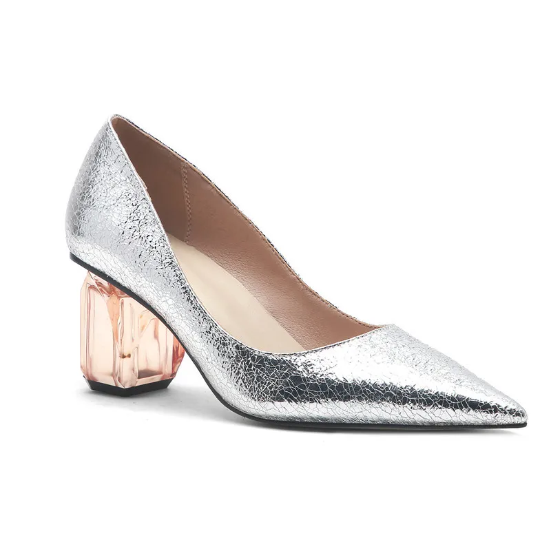 
Wholesale Price 6CM Crystal High Heels Women Stiletto Pointed Folds Material Ladies Pumps Shoes 