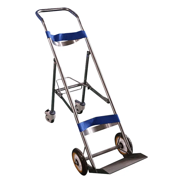 YFQ-070 Stainless Steel Oxygen Cylinder Trolley Four-Wheel Stable Carry Gas Cylinder Trolley