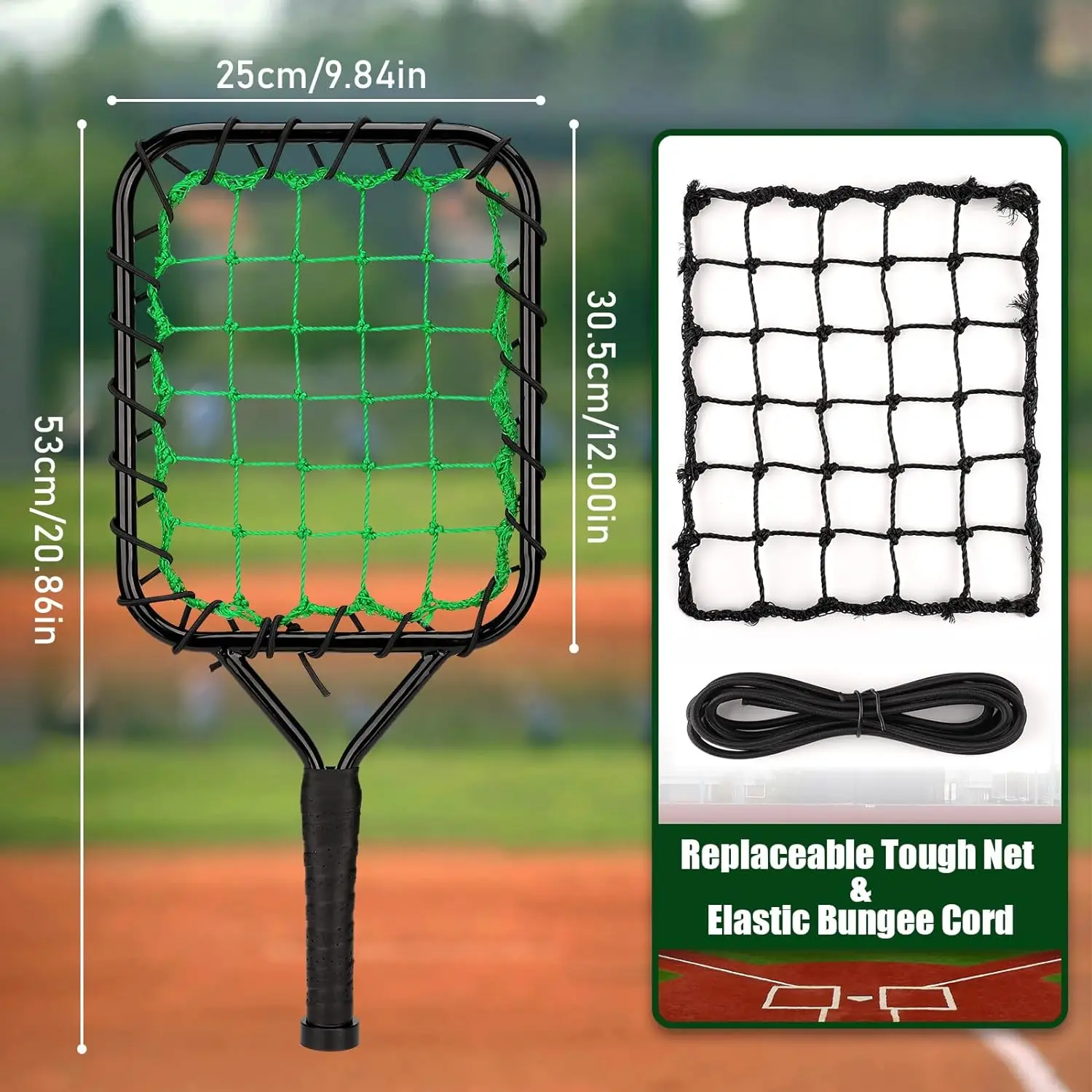 Fungo Baseball Training Equipment for Coaches Youth Parents Drills Control and Accuracy Practicing, Black Green