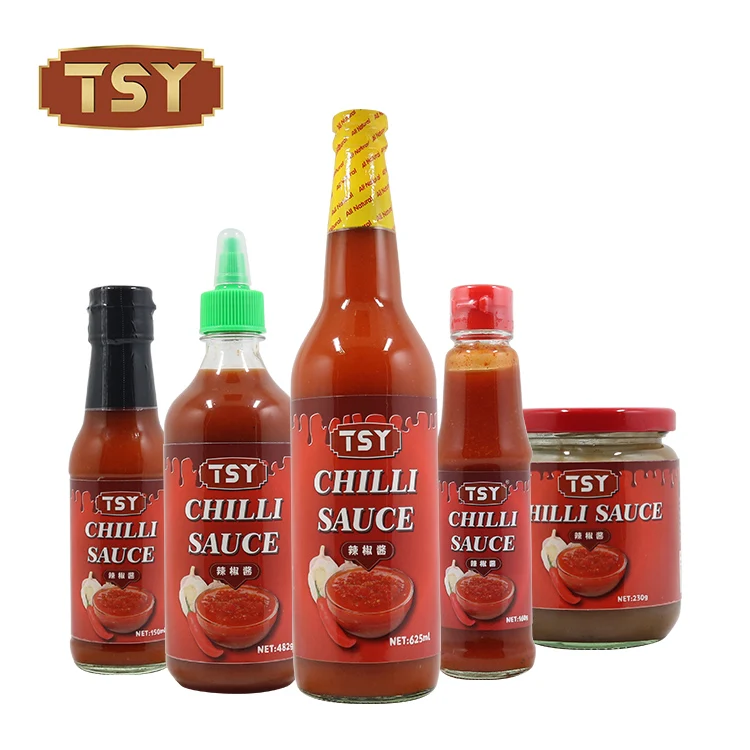 TSY Food Guangdong Factory Condiment Manufacturer 220 Kg 700Ml 500G 510G Halal Pepper Chinese Red Hot Chilli Sauce