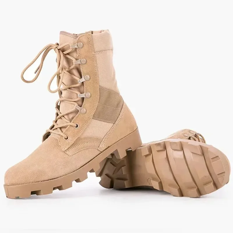 Lace up Waterproof Outdoor Shoes Slip on Breathable Canvas Camouflage Tactical Desert Ankle Men Boots