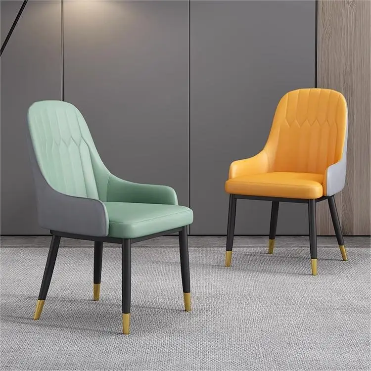 Metal Industrial Bar Light Weight Portable Easily Movable PU Leather Dining Chairs With Luxury Comfortable Soft Leather Seat