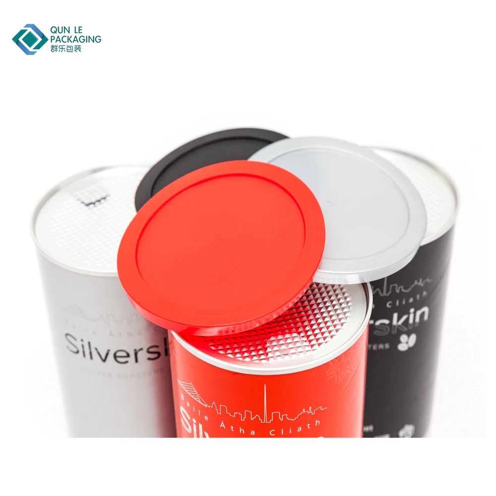 New Custom Luxury Design Coffee Beans Composite Can With Single Way Valve Paper Tube Packaging Box