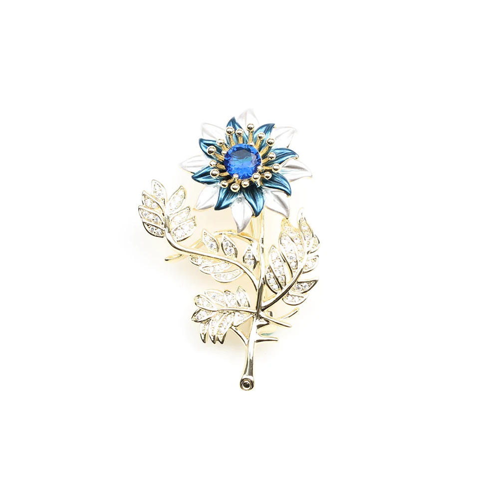 High-grade niche modern sunward flower brooch three color enamel glaze Daisy brooch simple drop oil anti-go light pin