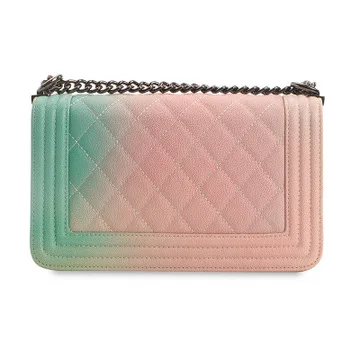 China Wholesale 2019 New Styles Rainbow Rhombic Lattice Jing Pin Women Chain Bags Mini Genuine Leather Shoulder Bag For Ladies