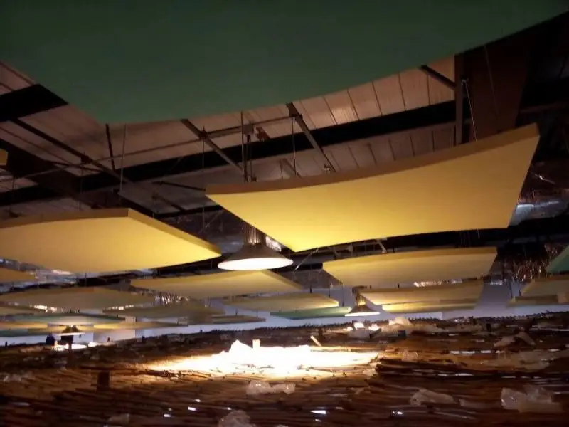  Acoustic cloundpanels .Fiberglass wool Panels Panel Type glassfiber suspended baffles