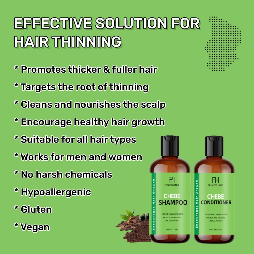 OEM Factory Price Natural Chebe Powder Restore Damaged Hair Regrowth Chebe Shampoo and Conditioner Sulfate Free For Men & Women