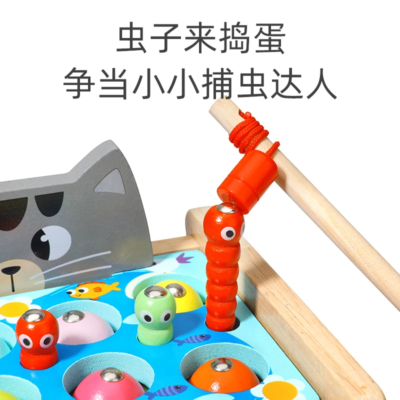 Детские деревянные Магнитные игры игрушка для рыбалки 3D Рыба детские развивающие игрушки