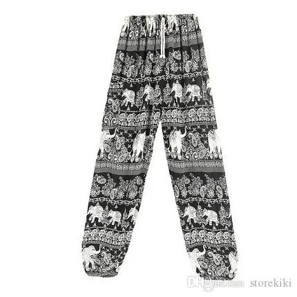 Cheap rate cotton rayon thai fisherman boho aladin baggy loose fit elephant print elastic waist harem pants for adult boys women