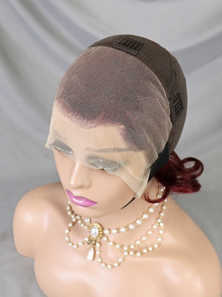 Cheap #99j Color 13x4 Lace Frontal Bob Wig Bouncy Curls Short Human Hair Wigs For Black Women Natural Pixie Cut Wig Wholesale