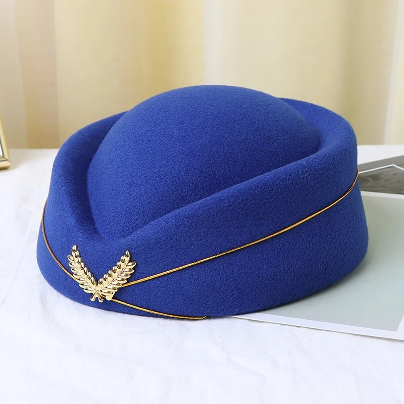 CUSTOM LOGO luxury wholesalers flight promotional beret stewardess etiquette hostess attendant cap fedora felt hat