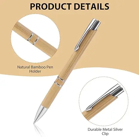Customized Laser Engraved Logo Printed Ball Point Pens Eco Friendly Bamboo Wood Pens Personalized Black Ink Bamboo Pen