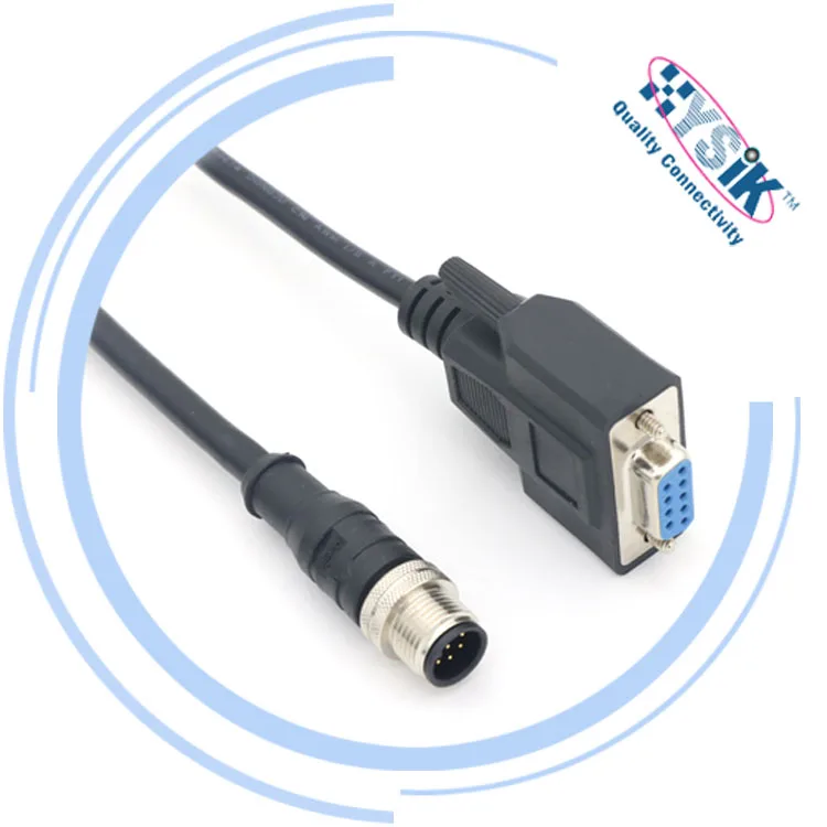 High quality RS232  Connector DB9 Adpter to M12 4 5 6 8pin  Soldering Molding Cable Aviation plug cable Connector