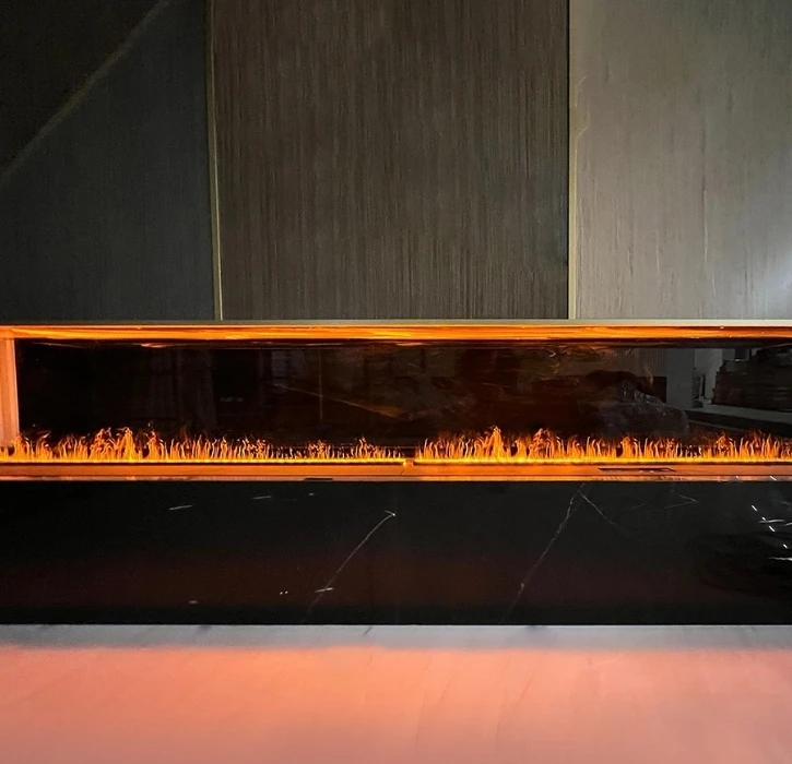 Cheaper price modern style water steam fireplace glasses 3 sides intelligent electric wood fireplace logs set indoor decoration